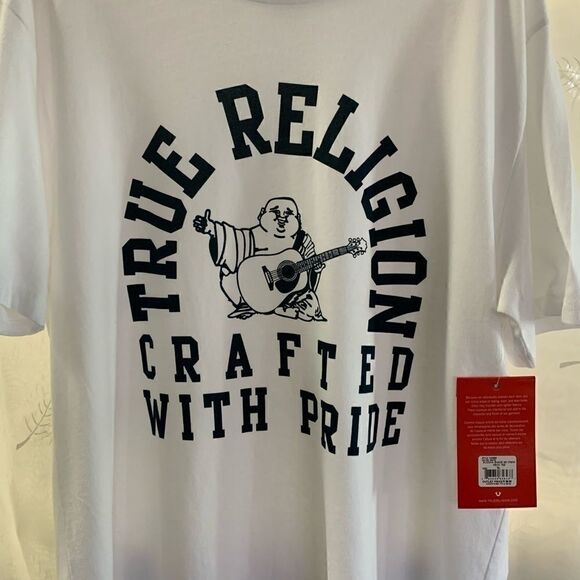 True Religion Buddha crew neck tee white/blue prnt - Picture 3 of 7
